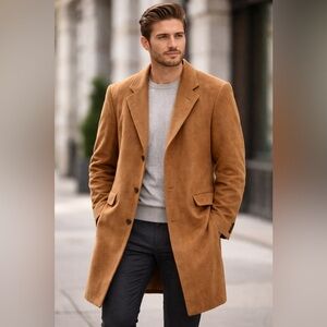 Men's Vintage Cashmere Overcoat
Camel Brown Size 46L Made in England